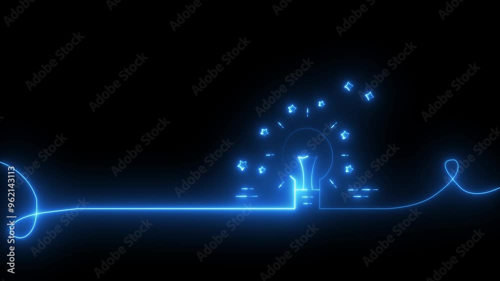 Technology network with lamp digital background creative idea concept. 4k animation. on of black color background Technology network with lamp digital background creative idea concept. 4k animation. on of black color background