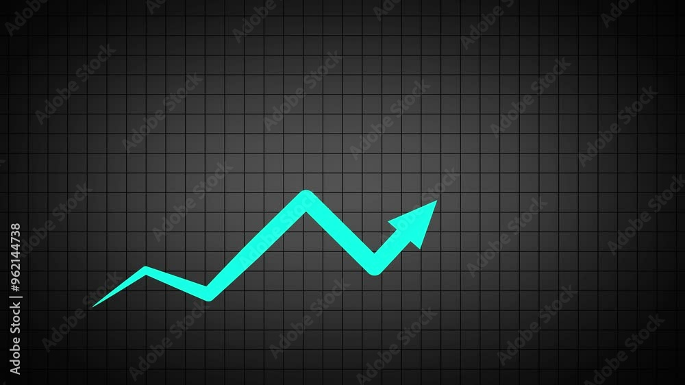 Business growth success chart with arrow. Rising up stock market blue arrow graph diagram financial business profit progress economic on black background with grid. Graph diagram up Business growth success chart with arrow. Rising up stock market blue arrow graph diagram financial business profit progress economic on black background with grid. Graph diagram up