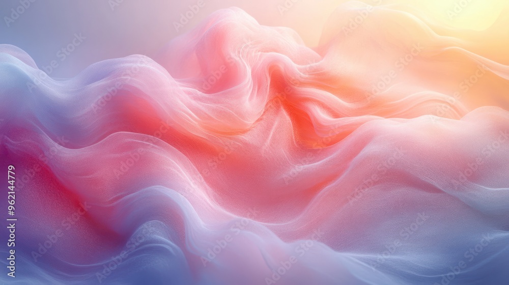 Fototapeta premium Yellow and white background, flowing lines and circular shapes.