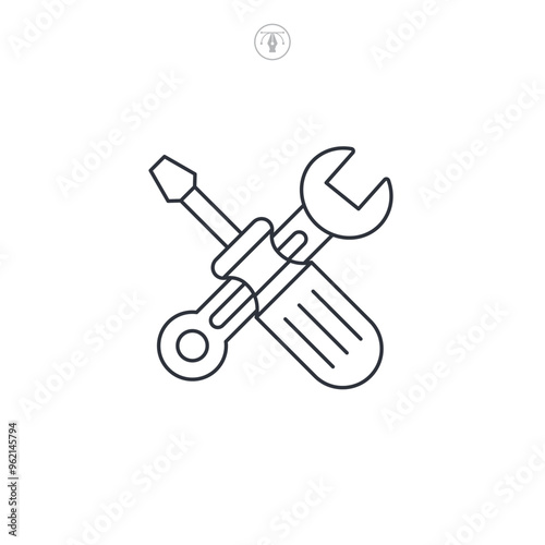 Repair tools, wrench and screwdriver icon symbol vector illustration isolated on white background