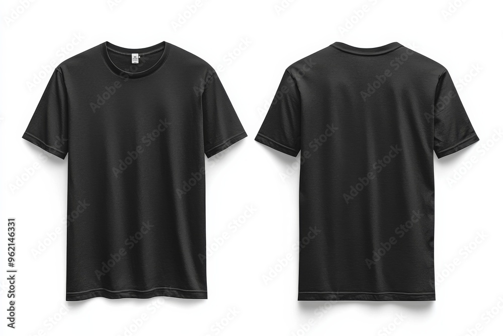 Fototapeta premium Black Tshirt Mockup Front and Back Isolated created with Generative AI