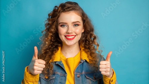 woman showing thumbs up