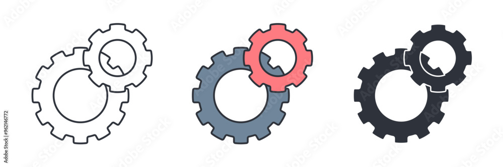 Settings and Cog Wheel icon symbol vector illustration isolated on white background Settings and Cog Wheel icon symbol vector illustration isolated on white background