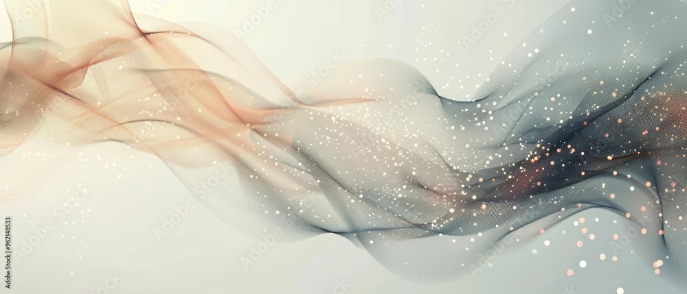Fototapeta premium Abstract wave design featuring soft colors and glowing particles, perfect for backgrounds or artistic projects.