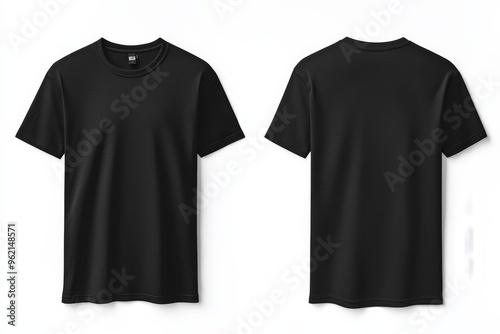 Black Tshirt Mockup Front and Back Isolated created with Generative AI