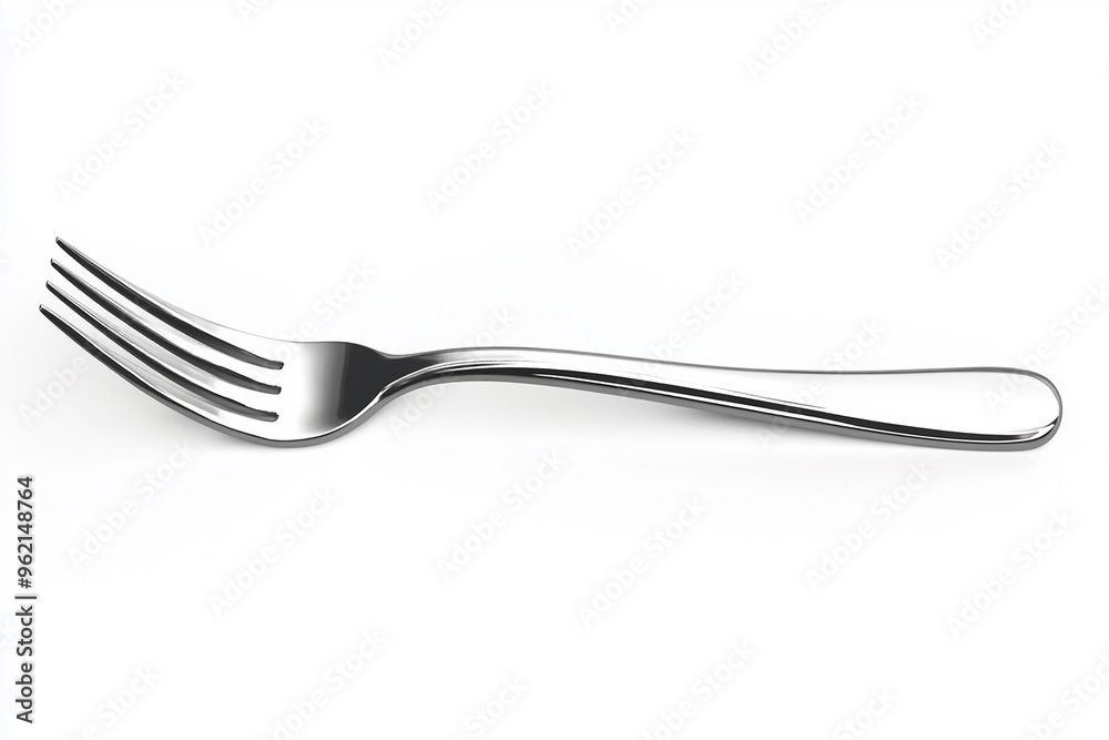 A highly detailed, silver fork isolated against a white background A highly detailed, silver fork isolated against a white background