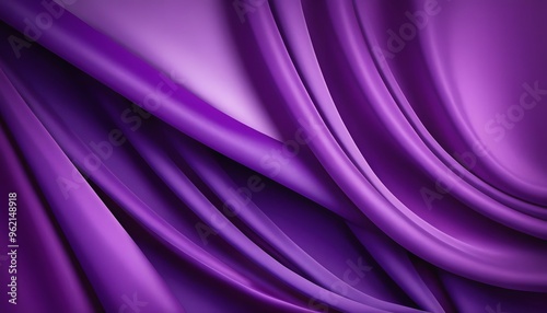 Abstract purple gradient background with layers of silk folded drapery. Wavy purple fabric texture with rich folds and depth