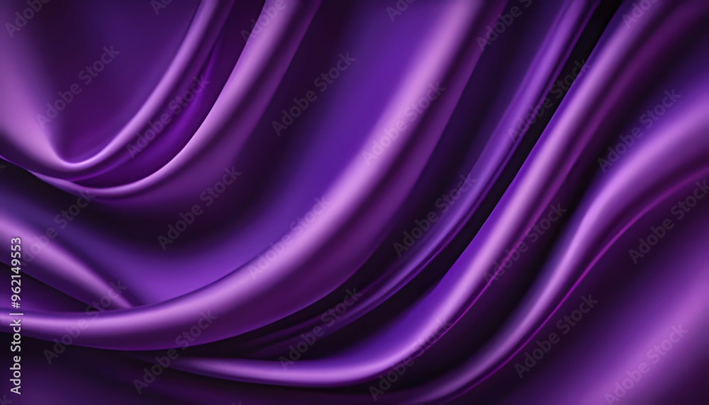Abstract purple gradient background with layers of silk folded drapery. Wavy purple fabric texture with rich folds and depth Abstract purple gradient background with layers of silk folded drapery. Wavy purple fabric texture with rich folds and depth
