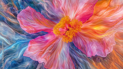 Vibrant hibiscus flower with abstract colorful background