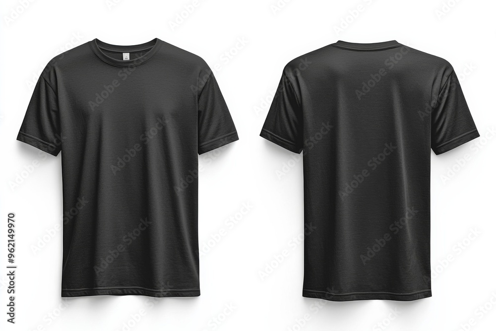 Black Tshirt Mockup Front and Back Isolated created with Generative AI Black Tshirt Mockup Front and Back Isolated created with Generative AI