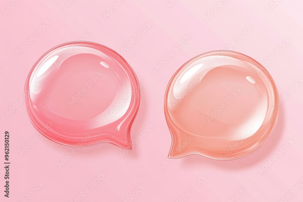 Glossy pink speech bubbles on soft background Glossy pink speech bubbles on soft background