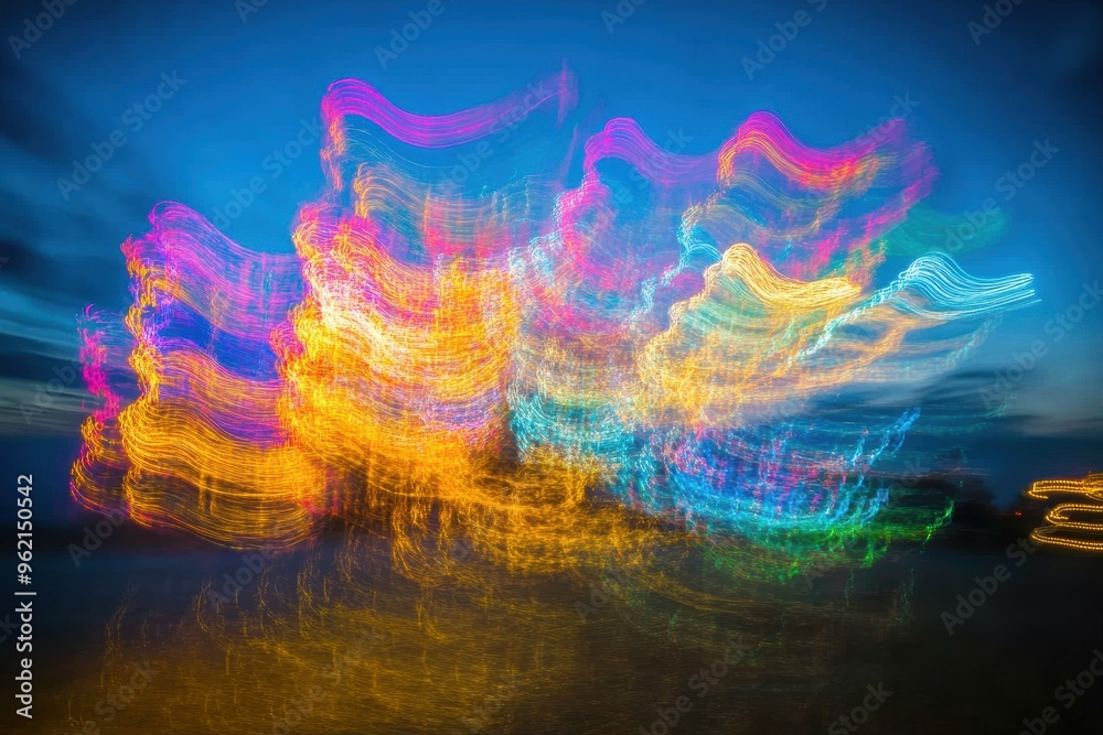 Obraz premium Vibrant light trails twilight sky