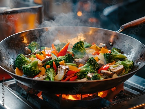 Delightful Asian Stir-Fry with Vegetables, Wok, Vegetable, Food, Fresh