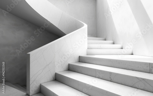 White Marble Staircase in Modern Architecture