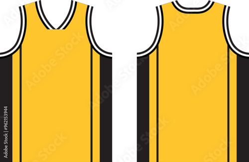 Black and yellow t-shirts design basketball team.