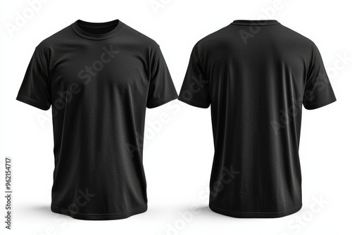 Black Tshirt Mockup Front and Back Isolated created with Generative AI