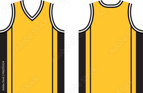 yellow t shirt. Basketball t-shirts or singlet design vector with yellow  black and white teame for team uniform.