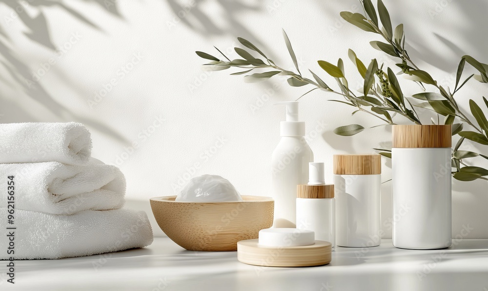 Nature-Inspired Skincare Products Display, AI generated illustration Nature-Inspired Skincare Products Display, AI generated illustration