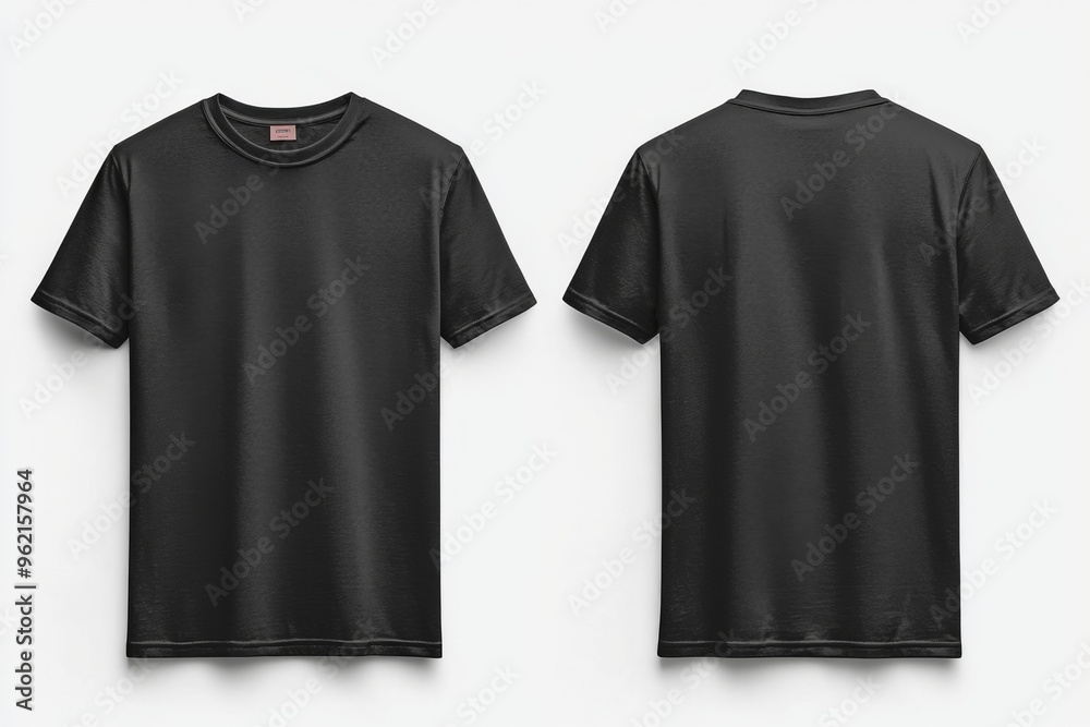Naklejka premium Black Tshirt Mockup Front and Back Isolated created with Generative AI