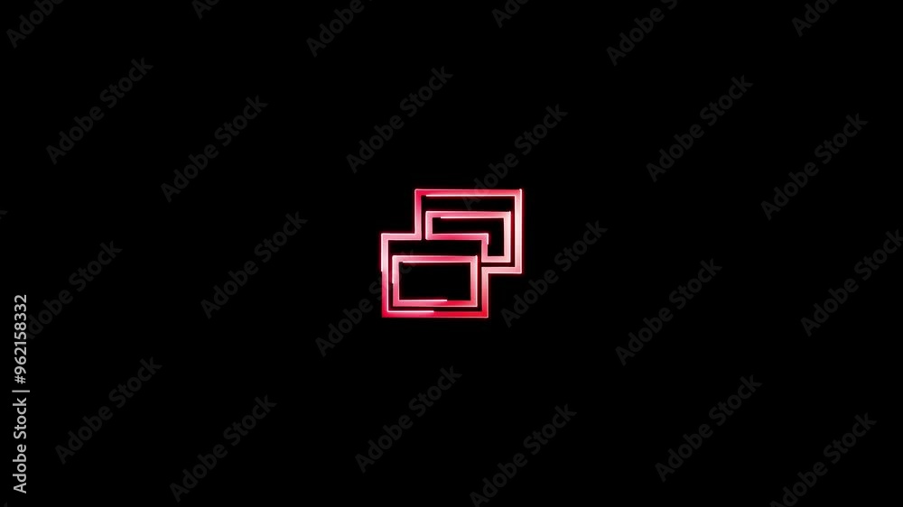 Neon caption icon animation on black background. 4k video Neon caption icon animation on black background. 4k video