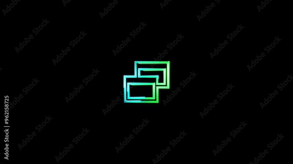 Neon caption icon animation on black background. 4k video