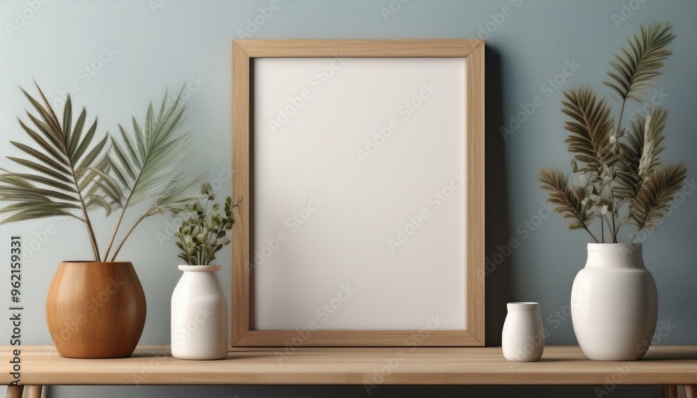 Poster mockup with rustic wooden frame Poster mockup with rustic wooden frame