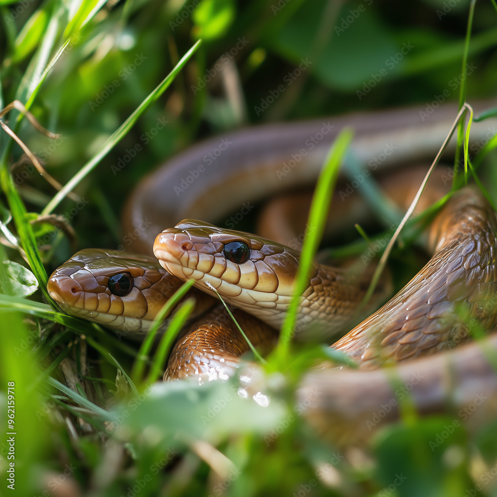 Obraz premium european slowworm hiding in the grass