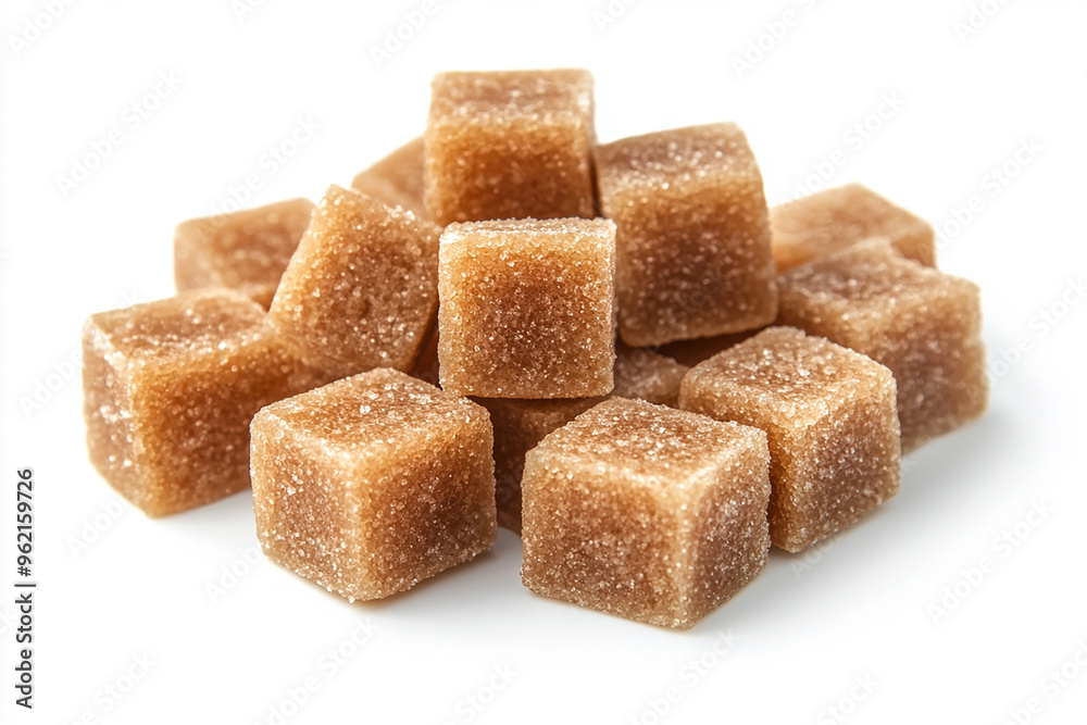 Brown sugar cubes isolated on a white background Brown sugar cubes isolated on a white background