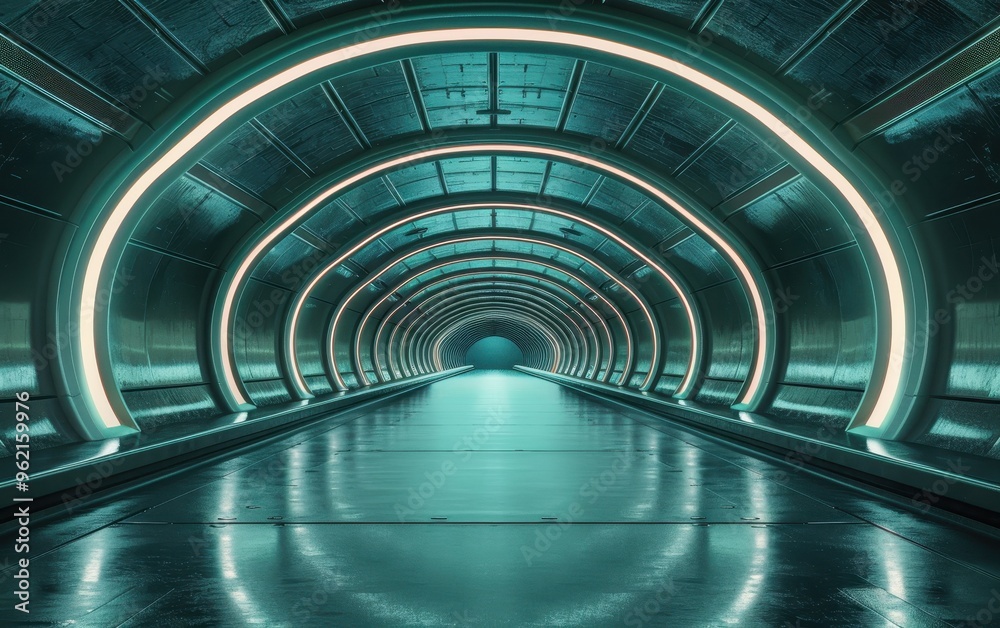 Futuristic Tunnel with Glowing Lights Futuristic Tunnel with Glowing Lights