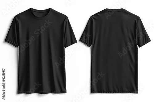 Black Tshirt Mockup Front and Back Isolated created with Generative AI