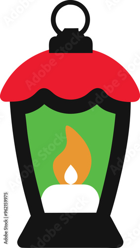 Candle Lit Lantern Vector Illustration for Graphic Design
 photo