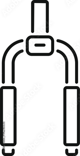 This simple vector icon represents a bike suspension fork, an essential part of mountain bikes