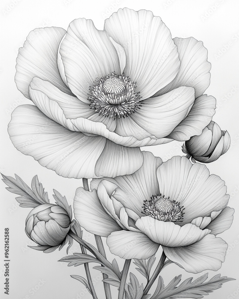 Fototapeta premium Flowers for coloring.