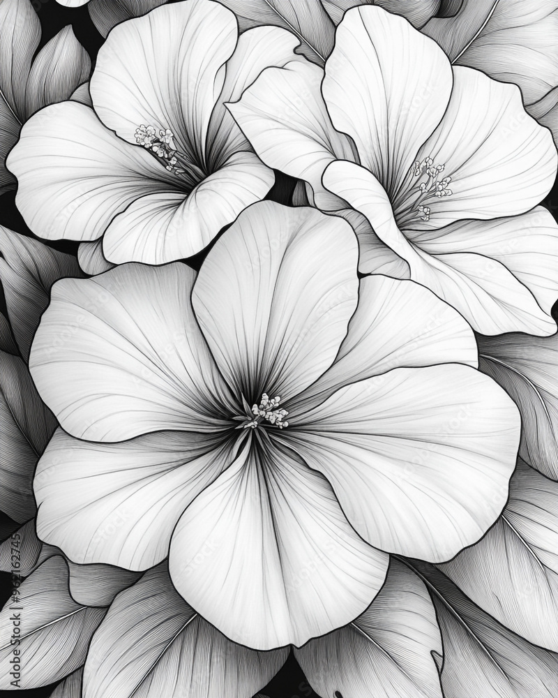 Fototapeta premium Flowers for coloring.