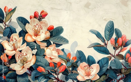 Blooming Magnolia Flowers Illustration