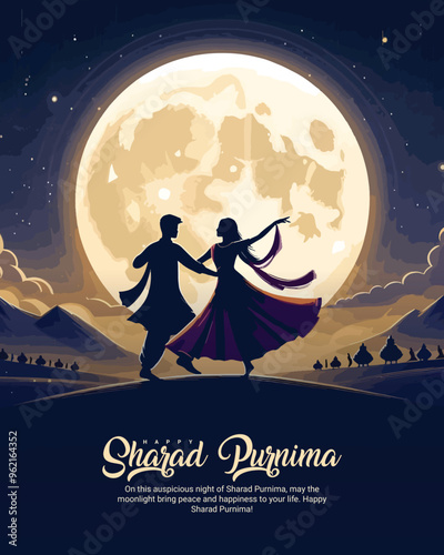 Sharad Purnima social media post banner template
