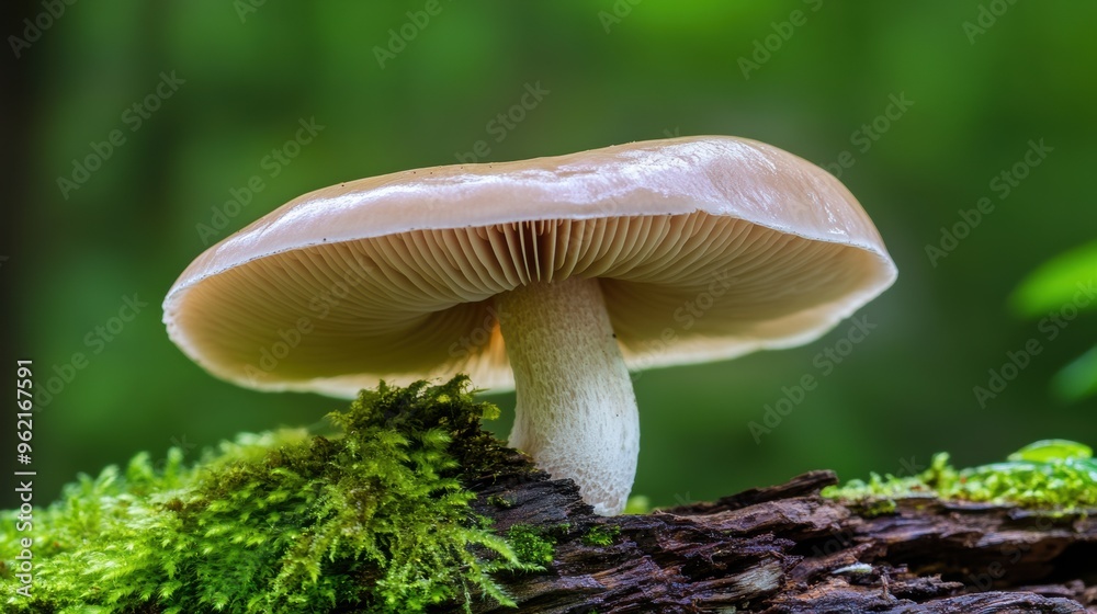 A mushroom growing on a tree stump in the woods, AI A mushroom growing on a tree stump in the woods, AI