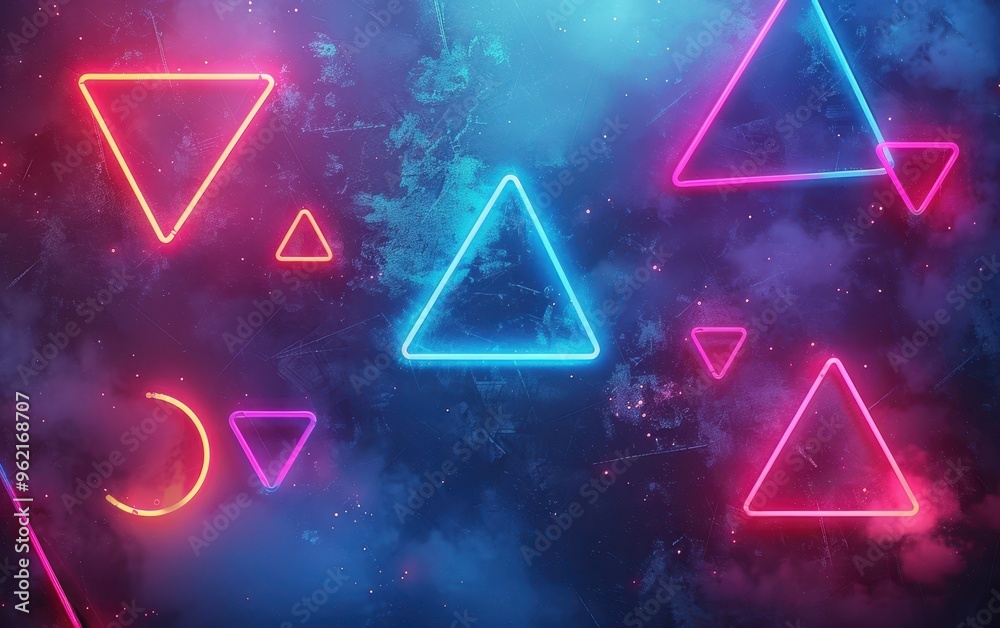 Abstract Neon Triangles and Glowing Shapes Abstract Neon Triangles and Glowing Shapes