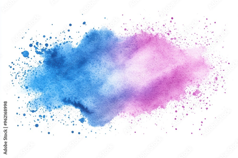 Vivid blue pink watercolor splash on white background Vivid blue pink watercolor splash on white background