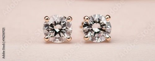 A single diamond earring sparkling under soft light, diamond earring, sparkling, soft light photo