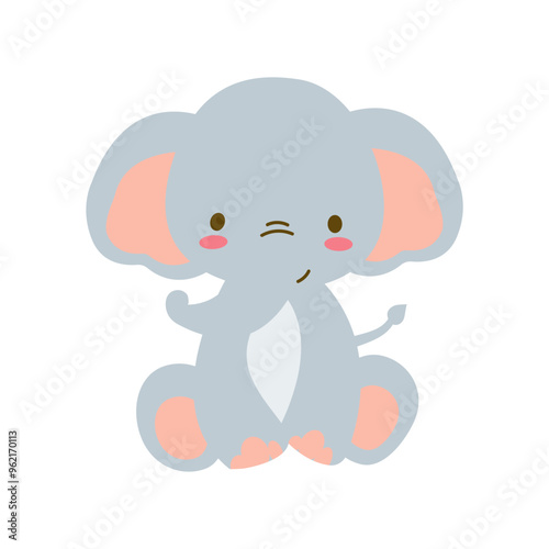 Photography cute elephant isolated vector illustrations