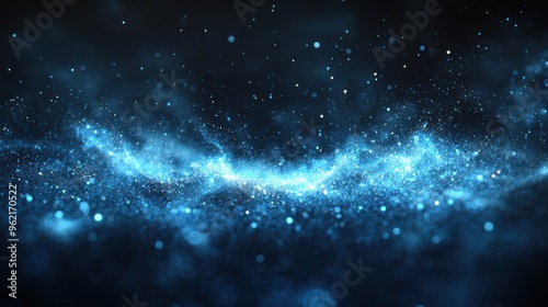 Abstract blue bokeh lights on dark background, Ai Generation