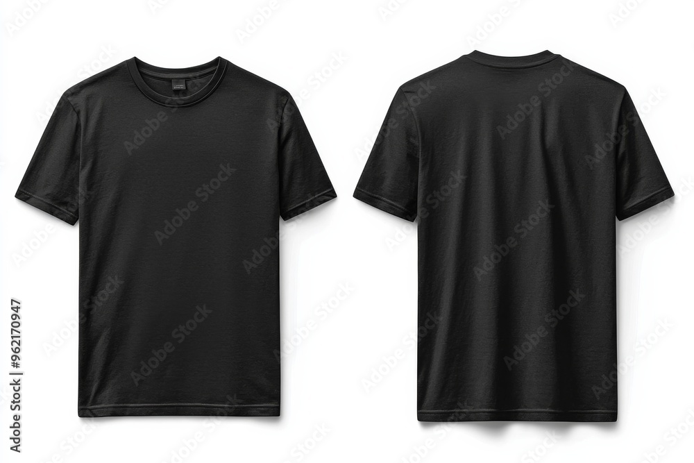Black Tshirt Mockup Front and Back Isolated created with Generative AI Black Tshirt Mockup Front and Back Isolated created with Generative AI