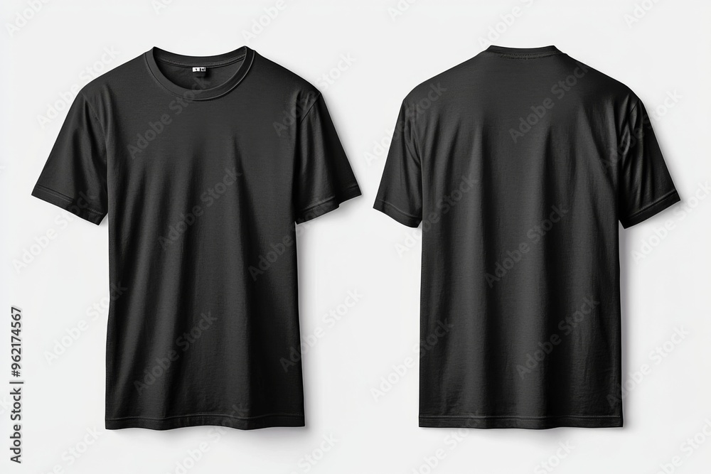 Black Tshirt Mockup Front and Back Isolated created with Generative AI Black Tshirt Mockup Front and Back Isolated created with Generative AI