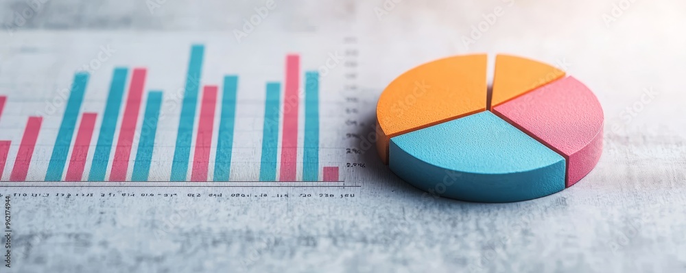 Strategic Business Plan Visualized: Pie Chart and Bar Graphs Illustrating Company Direction and Goals with Copy Space, Deep Depth of Field Strategic Business Plan Visualized: Pie Chart and Bar Graphs Illustrating Company Direction and Goals with Copy Space, Deep Depth of Field