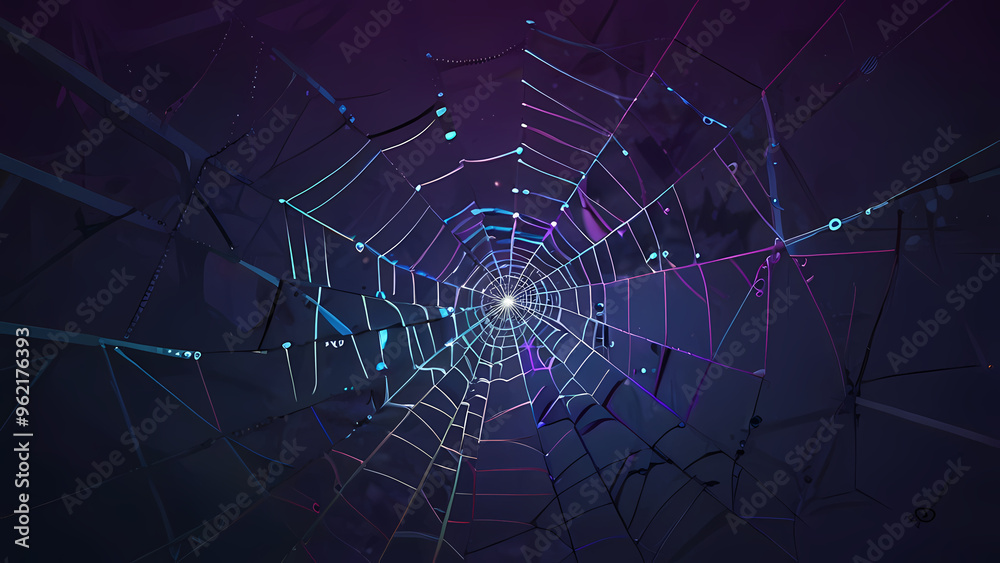 Obraz premium abstract spider web background with chaotic, overlapping strands that form geometric patterns