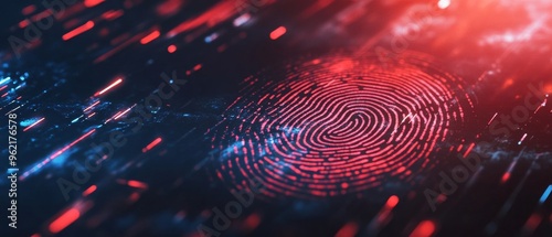 A digital image of a fingerprint with a red background photo