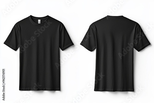 Black Tshirt Mockup Front and Back Isolated created with Generative AI