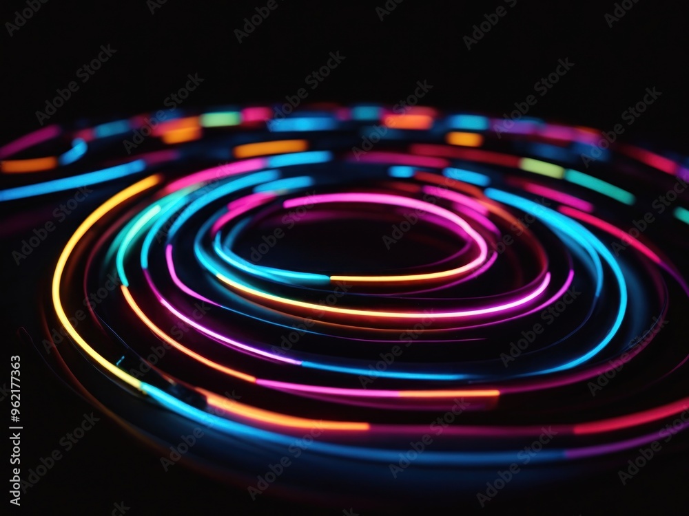 Fototapeta premium abstract neon glowing colorful light on black background