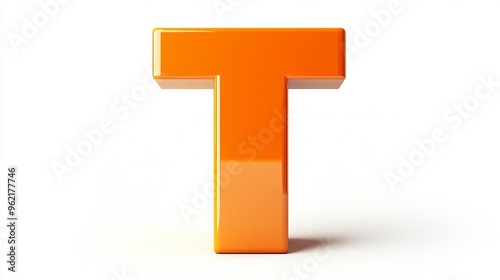 3D letter "T" isolated on white background, element of the alphabet, orange